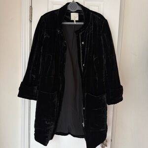 Joie Black Velvet Longline Trench Coat